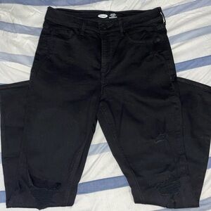 Old Navy Rockstar Super Skinny High Rise Distressed Black Jeans sz 12